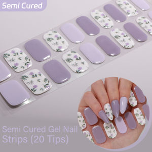 Semi-Cured UV Nail Stickers 20 Tips UV Lamp Needed Waterproof Long Lasting Full Cover Polish Decals Manicure Gel Nail Tips