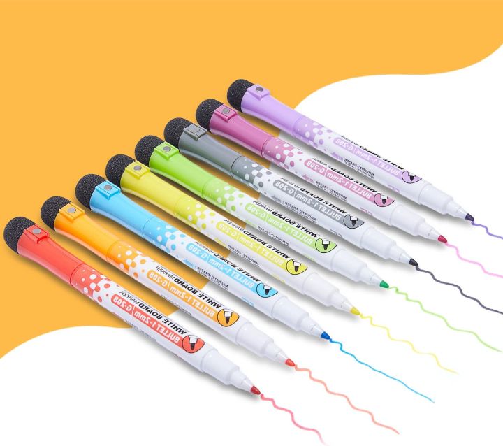 8 Pcs /12 pcs Magnetic Dry Erase Markers with Eraser Cap Fine Tip, Low Odor, Long Standby - White Board Markers Perfect for Dry Erase Whiteboards in the Office Classroom or at Home