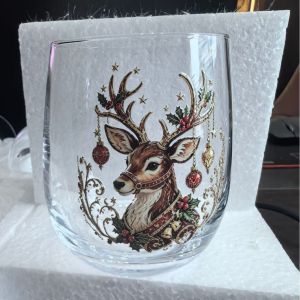 Christmas Glass Art Cup Portable Novelty Christmas Glass Water Cup Festive Xmas Drinking Cup Cute Holiday Party Gift Glassware