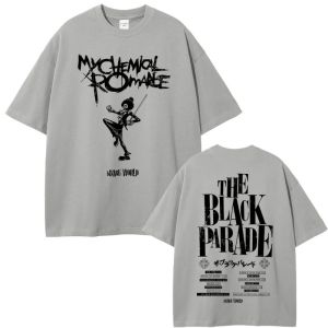 Rock Band My Chemical Romance The Black Parade Tour 2025 T-shirt Skeleton Graphic T-shirts Men Women Punk Emo Oversized T Shirts