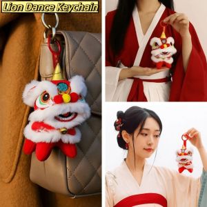 HUIHEYU Awakened Lion Lion Dance Keychain Year of Horse Cartoon Lion Dance Pendant Funny Plush Toy Doll Chinese New Year Gift Small Gift