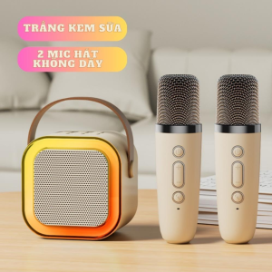 Loa Bluetooth không dây miniK12 kèm 2 micro thiết kế di động phù hợp cho những buổi họp mặt gia đình
