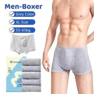 YAHOO Mens Disposable Boxer Briefs 5pcs/pack Pure Cotton Travel Business Trip Underwear White Dark Grey Olive Green Sizes L-XXXXL