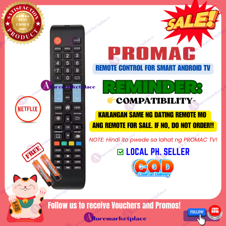 PROMAC Smart TV Remote NO CODE [**Mag Basa B4 Umorder**] Replacement ...