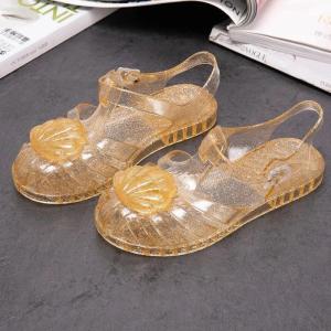 Christmas gifts Girls Princess Shoes Seashell Childrens Sandals Closed Toe Crystal Shoes Summer Kids Breathable Jelly Sandals Туфли Для Девочки