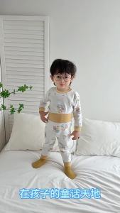Autumn and winter childrens pajama set thermal underwear for boys and girls pure cotton a Home-style thermal underwear with a brushed finish