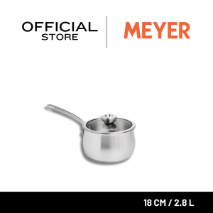 MEYER WHITE STEEL เครื่องครัวสเตนเลส สตีล หม้อด้ามขนาด 18 ซม./ 2.8 ลิตร พร้อมฝาแก้ว (71502-T)