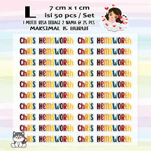 (S ISI 96) Stiker Nama Sablon Setrika Cutting Contour Custom - Label Nama Kain - Label Kain - Label Custom