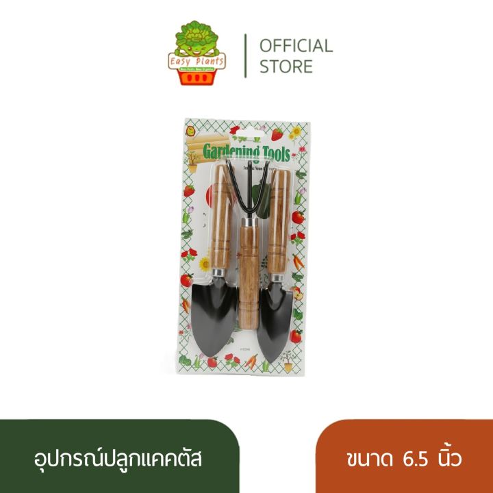 ชุดพลั่วปลูกแคคตัส 3 ชิ้น ด้ามไม้ สำหรับไม้อวบน้ำ