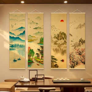 Japanese Karesansui Landscape Crane Bamboo Scroll Tapestry Wall Hanging - Zen Garden House Decoration for Living Room & Tea Room2026