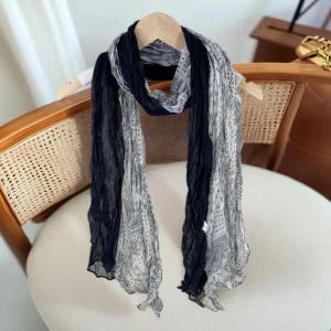 💕 Store opening 💕 Retro Ethnic Style Warm Cold-proof Scarf Women Crumpled Silk Scarf Long Folds Gradual Change Color Shawl Fashion Headscarf Gifts
