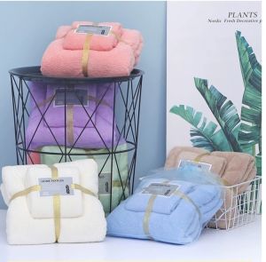 2in1 household bath towel set for adults men and women INS style coral velvet absorbs water dries quickly and does not shed lint