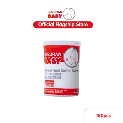 Suzuran Baby Antibacterial Ultra Thin Cotton Swab 180 pcs for Newborn
