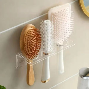 Acrylic Comb Holder Organizer Storage Shelf Clear Transparent Wall-Mounted Rack Bathroom Accessories Home Shelves