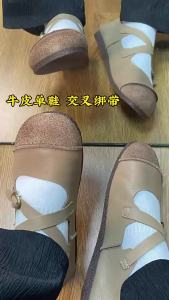 G7 Bodisi New Womens Shoes Genuine Leather Casual Shoes Round Toe Soft Sole Soft Surface Cross Strap Buckle Comfortable Versatile Mom Shoes 7/7