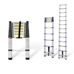 Bestguard Tangga Lipat Aluminium Teleskopik 4.4M/3.8M/3.2M Single Telescopic Ladder SILVER-STENLESS Ringan Tahan Lama Mudah Dilipat