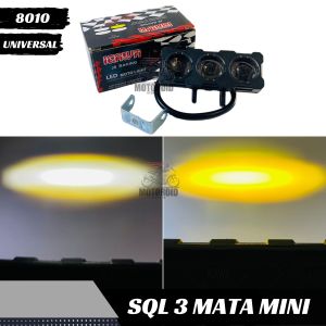 Lampu Tembak Sorot SQL 3 Mata Mini Plus Bracket Hi Low Putih Kuning Jauh Dekat Universal Motor Mobil