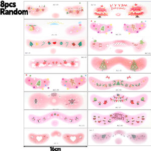Dorisna สติกเกอร์แต่งหน้าคริสต์มาสกันน้ำสติ๊กเกอร์รอยสักบลัชเชอร์8ชิ้นรอยสักชั่วคราวดีคอล