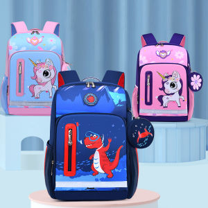 Kids School Bag Primary Student Backpack Boys Girls Cartoon Dinosaur Unicorn Print Backpacks Wear resistant Large Capacity Children Bags