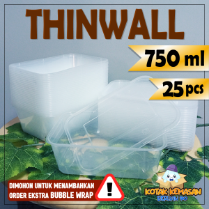 Thinwall 750 ML eceran isi 5 dan 10/Kotak Makanan/Kotak Bekal/Kontainer Food 750 Rectangle Berlian