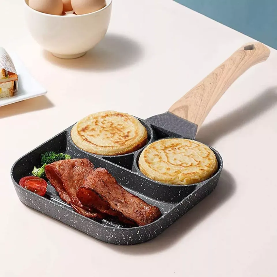 Grid Nonstick Egg Frying Pan in Divided Frying Grill Pan Section
