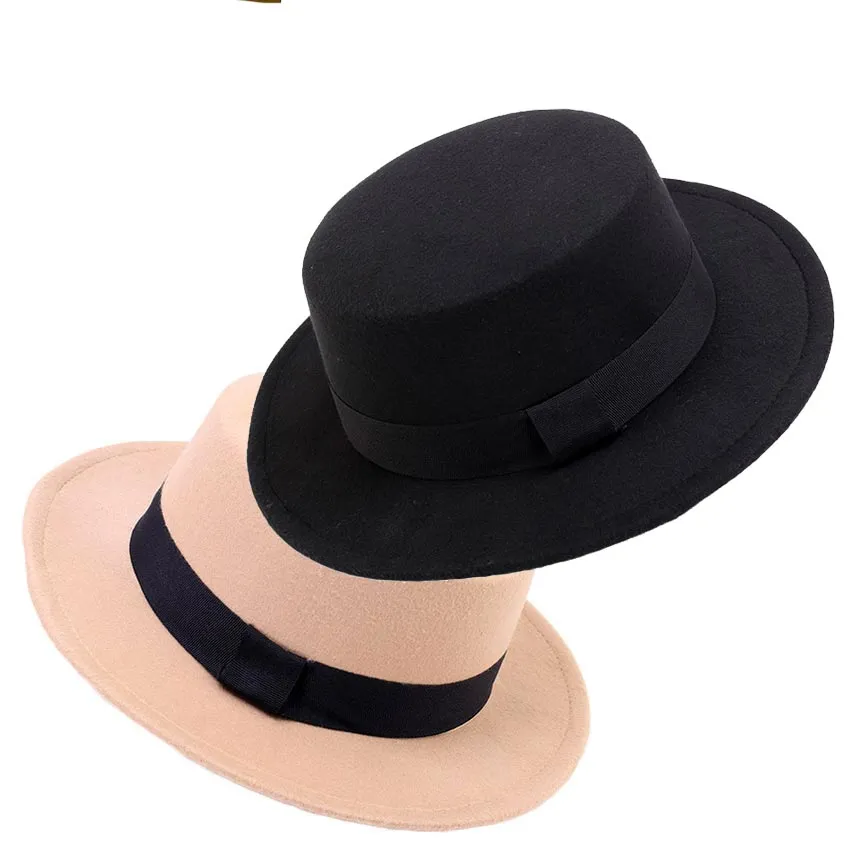 Vintage Fedora Hat Flat Top Jazz Hat Men Party Trilby Hat Round