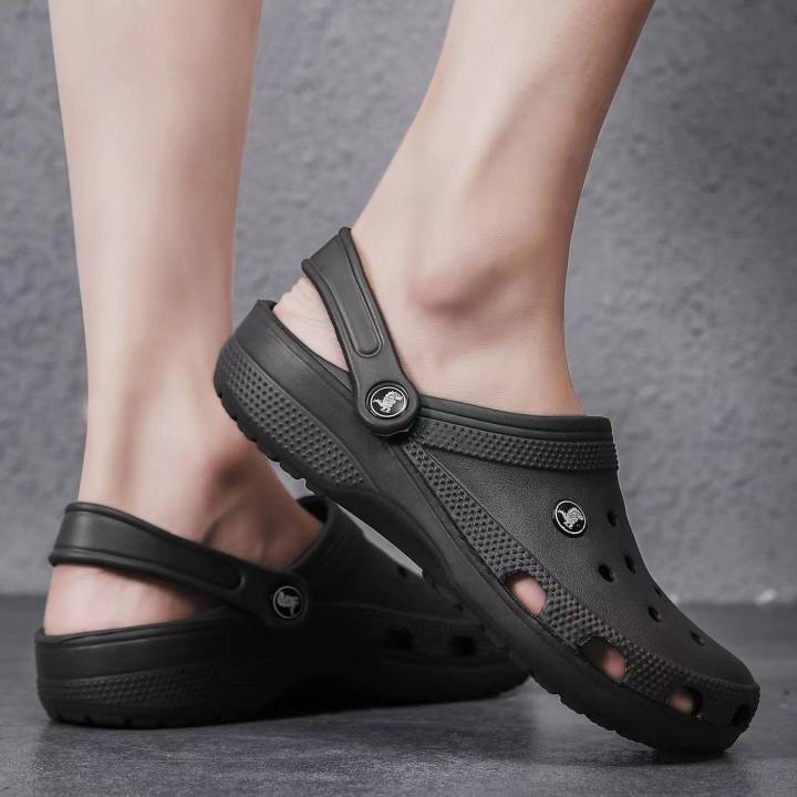 Plain black best sale crocs