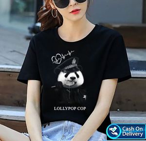 ONE7 FASHION  | LOLLYPOP COP  / Kaos distro wanita / Atasan wanita / Kaos viral / Kaos distro wanita keren lengan pendek/ T-Shirt wanita Kasual / Kaos cewek termurah /  baju kaos cewek hitam/ kaos Oblong hitam wanita dewasa/ Baju Oblong wanita keren