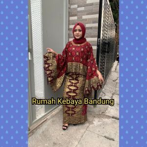 Setelan Atasan Model Kelelawar & Rok Batwing Motif Songket Printing