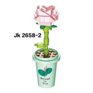 Nano Block Bentuk Pot Bunga / Hiasan Cangkir Kopi Tanaman Bunga Blok Bangunan Bunga Matahari Pop Romantis Dekorasi Kamar DIY