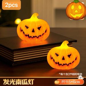 2pcs/pack Hollowween LED Pumpkin Ghost Lantern Lamp DIY Electronic Candle Parties Festive Outfits Ambient Lighting