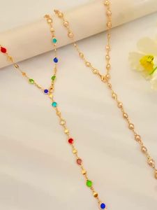【Puer acc】80CM Kalung polkadot warna-warni yang bisa dikenakan dengan jilbab A colorful polka dot necklace that can be worn with a headscarf D185