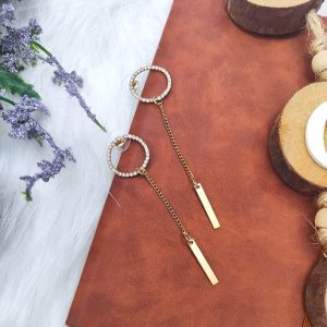 Ready Stock SG - Gold Dainty Mini Halo Drop Earrings Modern Sleek Classic Statement Earrings