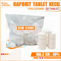 Kaporit Tablet KECIL 90% 1 KG - Klorin Penjernih Air - Penjernih dan Penghilang Bau Air Sumur - Obat Penjernih Kolam Renang. 