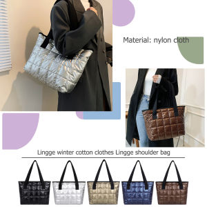 MOJOYCE กระเป๋าโท้ทผ้าไนล่อนสำหรับผู้หญิงกระเป๋าสะพายไหล่จุของได้เยอะมีซิปบุนวม