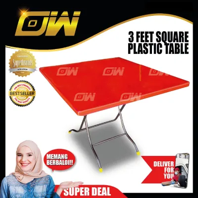 3-Feet Square Plastic Table/Dining Table/Writing Table/Mamak Table L900MM X W900MM X H750MM