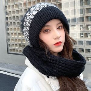 caps for women冬天保暖帽子hats for women帽子潮流女2023 帽子女韩版 topi perempuan style korea winter hat winter hats for women Plush Bib Cycling Autumn Ear Protection Hat For Male Skullies Windproof Knitted Solid Color Scarf Beanie Hat Hat Scarf Set er Hat Plush Hat