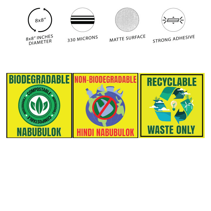 De-Sign Proper Waste Disposal Signage Sticker 8x8