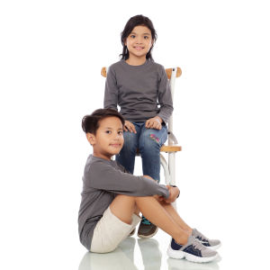 Kaos Polos Anak Oneck Lengan Panjang Bahan Katun Combed 30s Warna Abu Tua