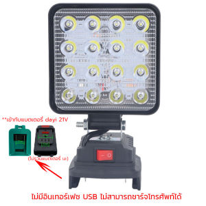 【จัดส่งฟรี】ไฟฉายแบตสว่าน 8นิ้ว LED ทำงานไฟฉายไฟฉายไฟฟ้าสปอตไลแบบพกพาแบบ 8นิ้ว เอาท์พุทกลางแจ้งตั้งแคมป์โคมไฟสำหรับ สามารถใช้ร่วมกับแบตเตอรี่ MAKITA 21V ช่องเชื่อมต่อแบบ Dual USB สําหรับชาร์จมือถือ สามารถหมุนได้ 145 องศา ความสว่างสูง
