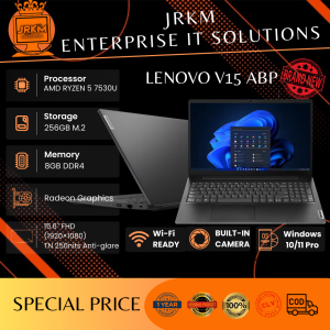 LENOVO V15 ABP / AMD RYZEN 5 7530U/ 8GB DDR4/ 256GB SSD/ 156/ FHD (1920×1080)  TN 250nits Anti-glare/  RADEON GRAPHICS
