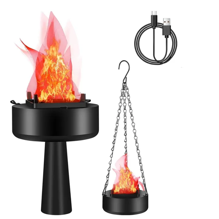 [cu ]Portable 3D USB Rechargeable Electric Fake Fire Light, Fake ...