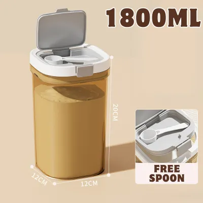 【READY】1300/1800ml Baby Milk Powder Container Anti-UV Storage Box One Press Button Food Storage Tank Sealed Box Seasoning Jar Keep Fresh Sealed Cans