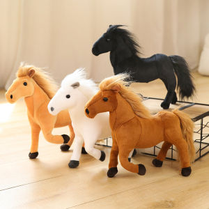 hot New Simulation Horses Plush Toy Stuffed Soft Animal Dolls Real Life Horse Pillow for Children Kids Creative Birthday Decor Gifts
