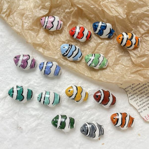 Hmeme 1ชิ้นลูกปัดลายปลาขนาดเล็กน่ารักน่ารักลูกปัดหลวมสำหรับทำเครื่องประดับสร้อยข้อมือ DIY