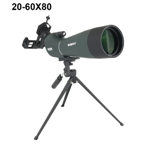 SVBONY SV28A 20-60X80 New Version /25-75X100 Spotting Scope Monoculars FMC Rubber Casing Large Aperture Objective Lens with Phone Adapter and Tripod for Bird Moon Watching Daily observation