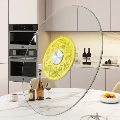 Tempered Glass Turntable Lazy Dining Table Home Hotel Round Table Swivel Load-bearing plate center with base