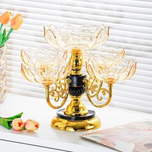 WUXU with 5 Bowl Fruit Bowl Rotating PET Snack Dessert Plate Multi Layered Fruit Plate Stand Household