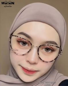 VIRAL Frame Kacamata Photocromic Antiradiasi Wanita Cat Eye M.E 98525 Request Minus Cylinder Lensa Blueray/BluecromicKacamata Fashion Wanita