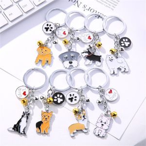 COSE White Women Golden Retriever Enamel Animal Bell Maltese Dog Keychain Dog Pendant Pet Keychain Pet Keyring